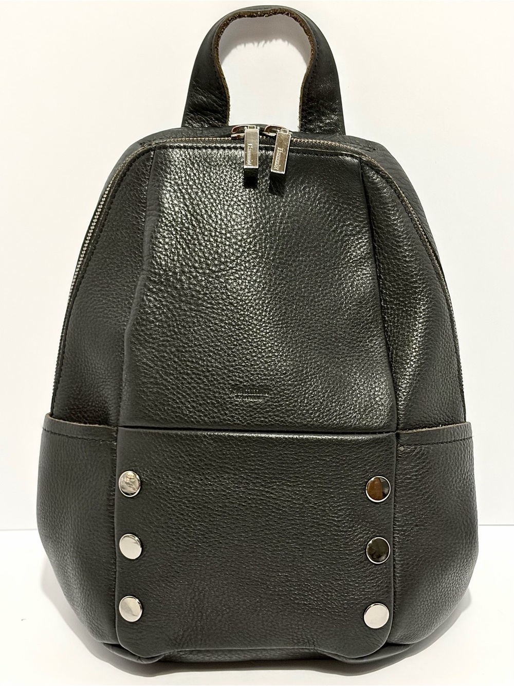 Hammitt Hunter Medium Black Leather Backpack With Gunmetal Hardware EUC